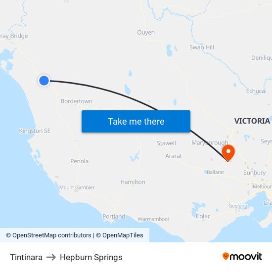 Tintinara to Hepburn Springs map