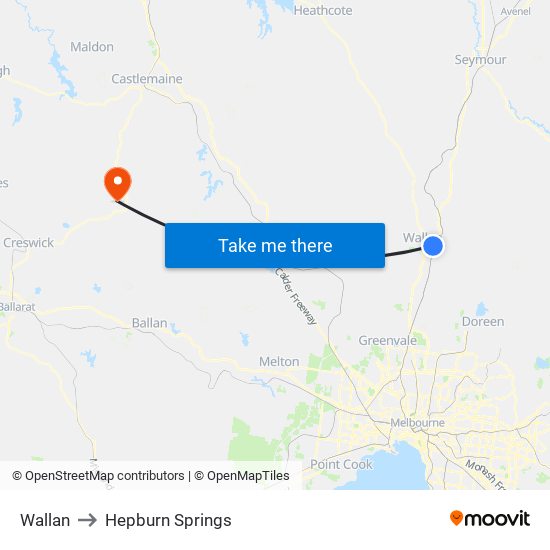 Wallan to Hepburn Springs map