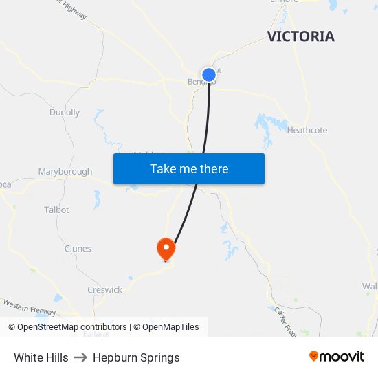 White Hills to Hepburn Springs map