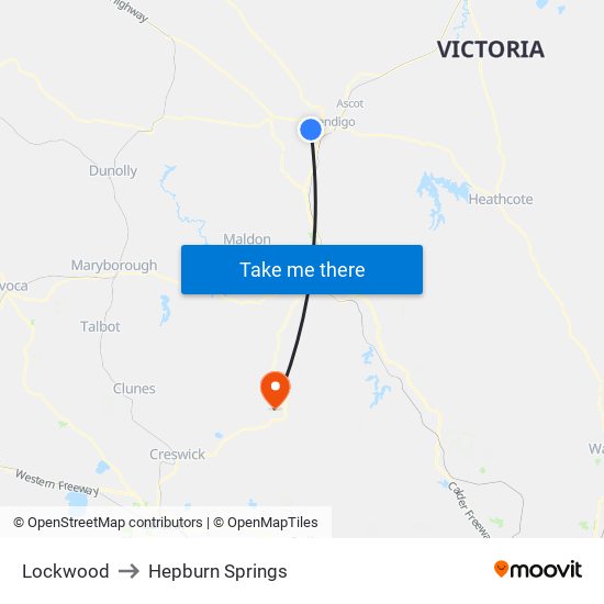 Lockwood to Hepburn Springs map