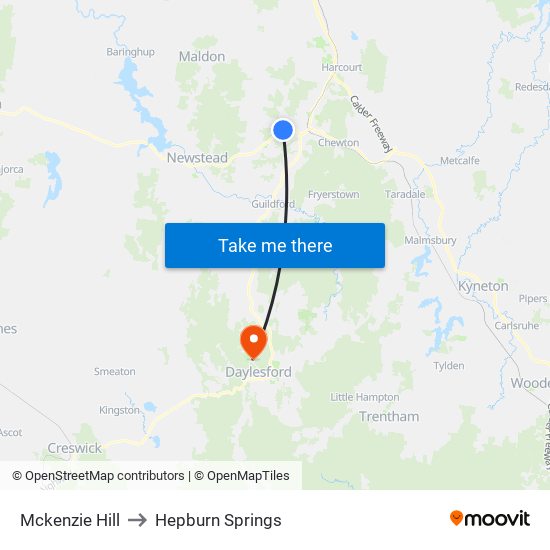Mckenzie Hill to Hepburn Springs map