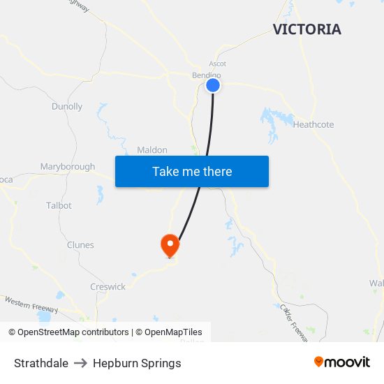 Strathdale to Hepburn Springs map