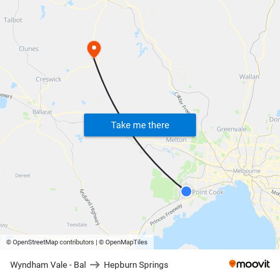 Wyndham Vale - Bal to Hepburn Springs map