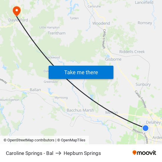 Caroline Springs - Bal to Hepburn Springs map