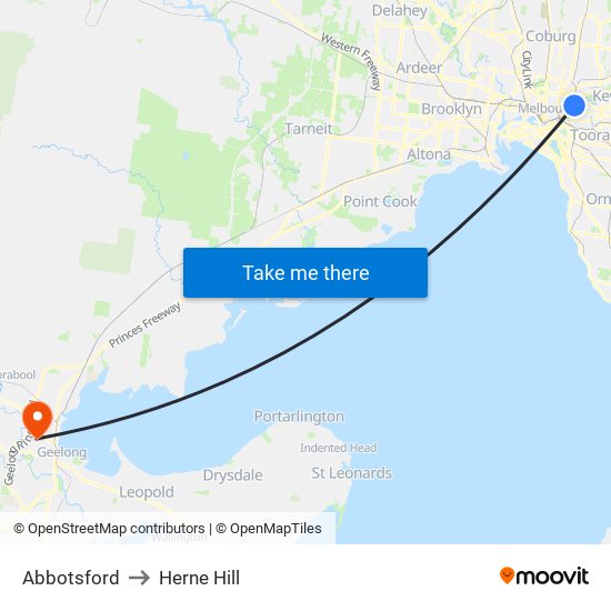 Abbotsford to Herne Hill map