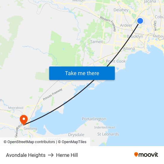 Avondale Heights to Herne Hill map