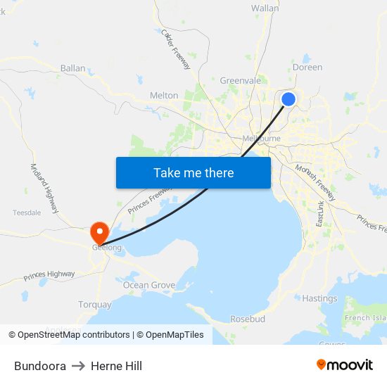 Bundoora to Herne Hill map