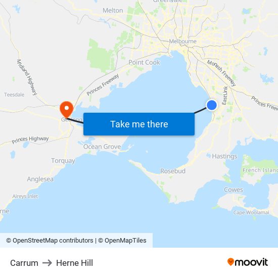 Carrum to Herne Hill map