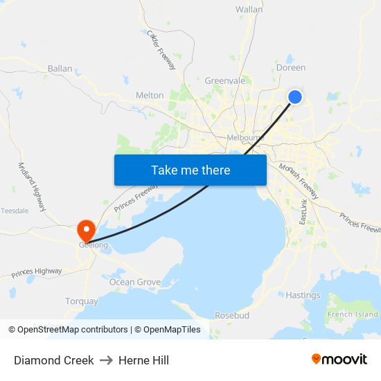 Diamond Creek to Herne Hill map