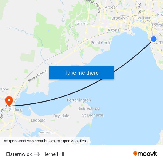 Elsternwick to Herne Hill map