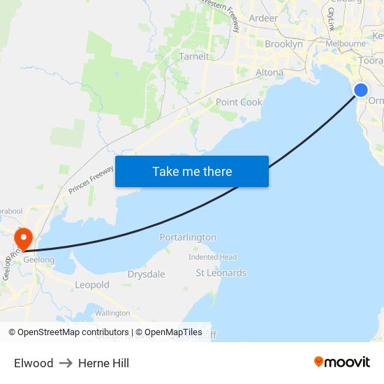 Elwood to Herne Hill map