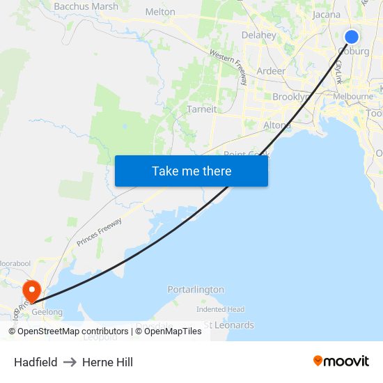 Hadfield to Herne Hill map