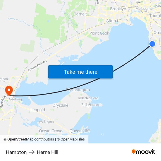 Hampton to Herne Hill map