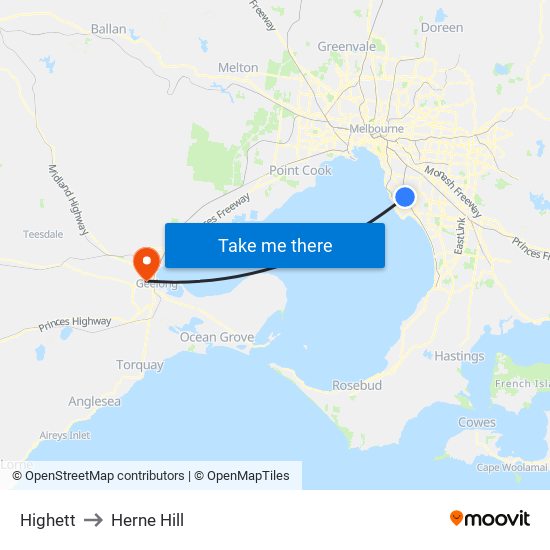 Highett to Herne Hill map