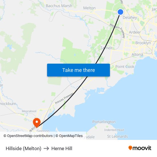 Hillside (Melton) to Herne Hill map