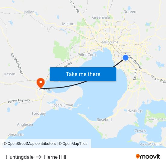 Huntingdale to Herne Hill map