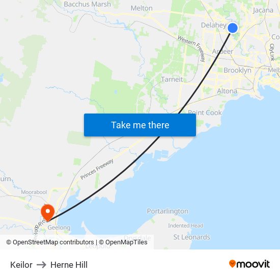 Keilor to Herne Hill map