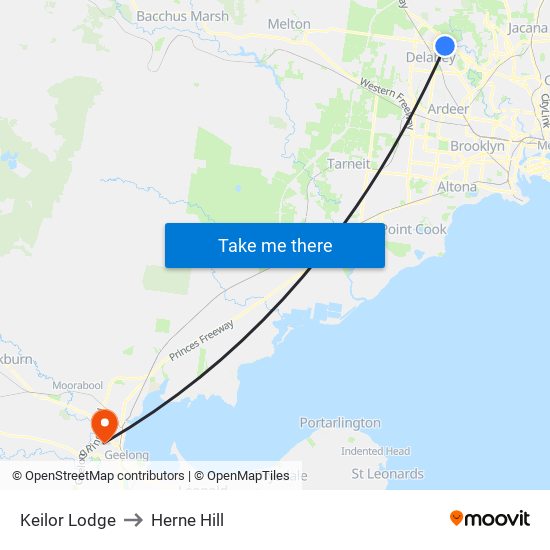 Keilor Lodge to Herne Hill map