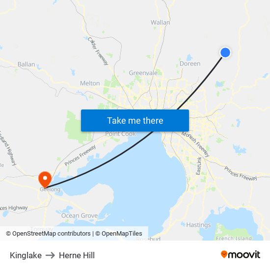 Kinglake to Herne Hill map