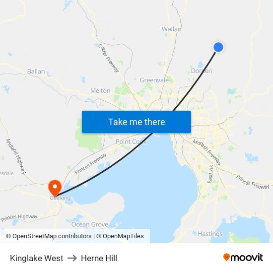 Kinglake West to Herne Hill map