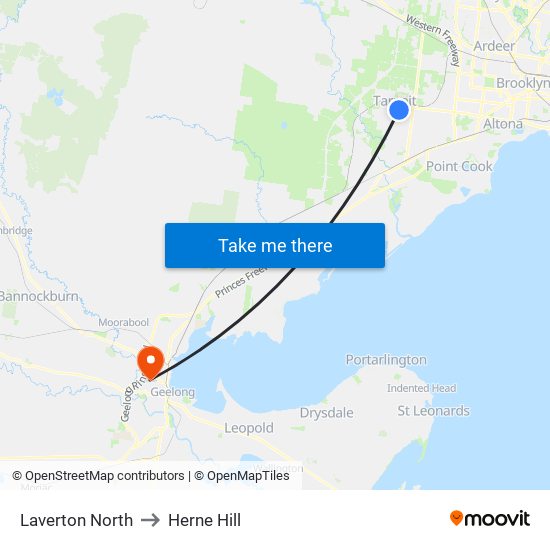 Laverton North to Herne Hill map