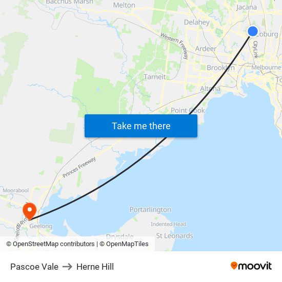 Pascoe Vale to Herne Hill map