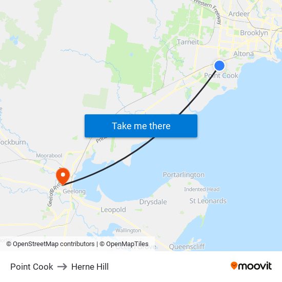 Point Cook to Herne Hill map