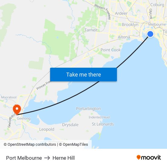 Port Melbourne to Herne Hill map