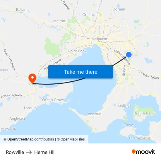 Rowville to Herne Hill map