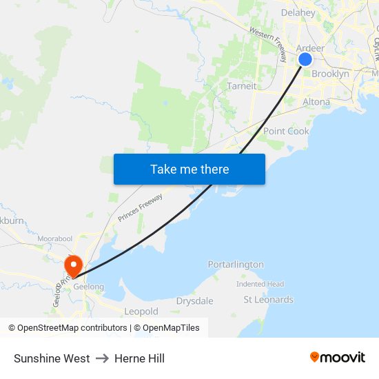Sunshine West to Herne Hill map