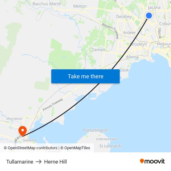 Tullamarine to Herne Hill map