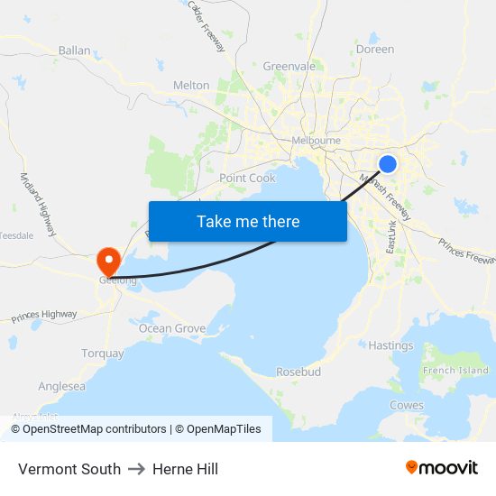 Vermont South to Herne Hill map