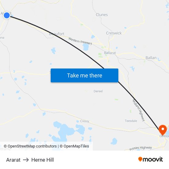 Ararat to Herne Hill map