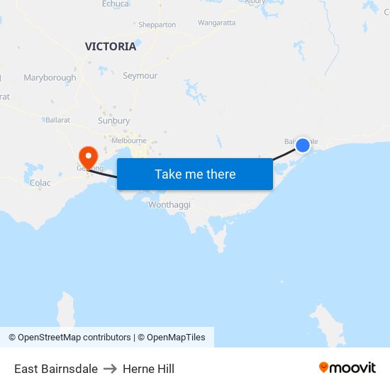 East Bairnsdale to Herne Hill map