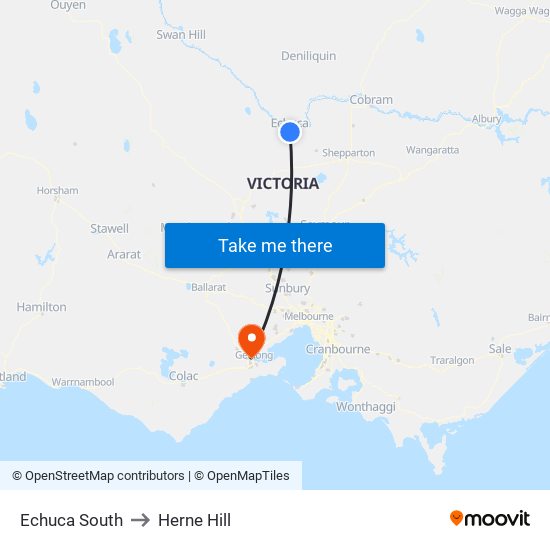 Echuca South to Herne Hill map