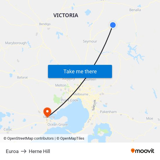 Euroa to Herne Hill map