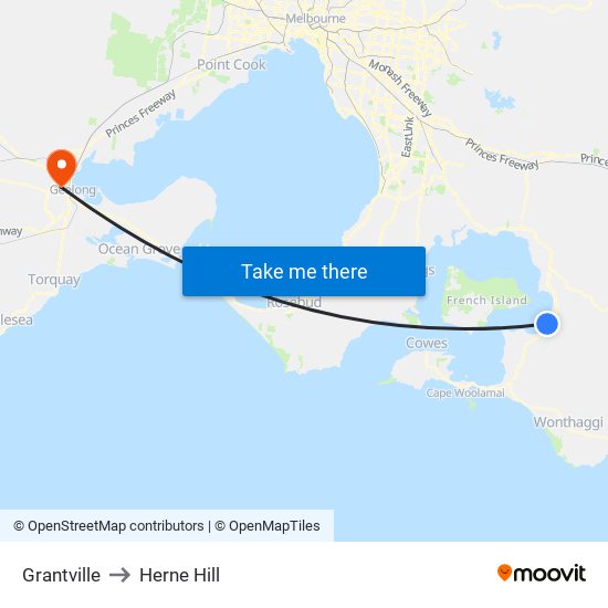 Grantville to Herne Hill map