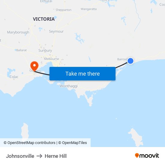 Johnsonville to Herne Hill map