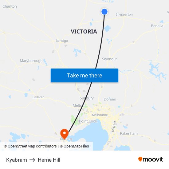 Kyabram to Herne Hill map