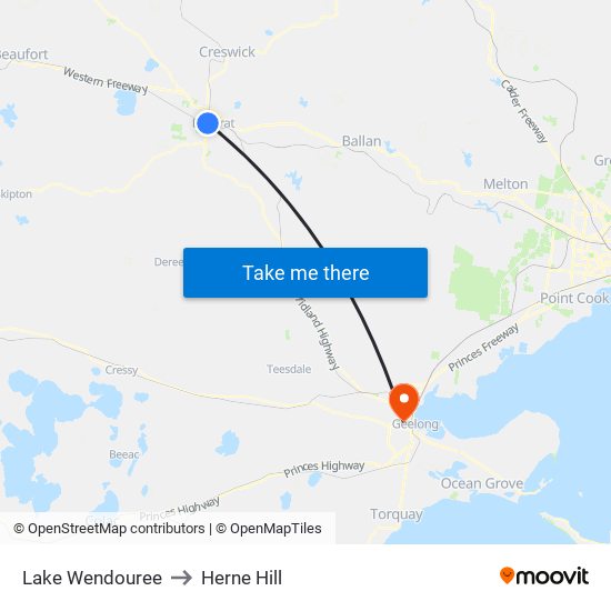 Lake Wendouree to Herne Hill map