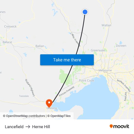 Lancefield to Herne Hill map