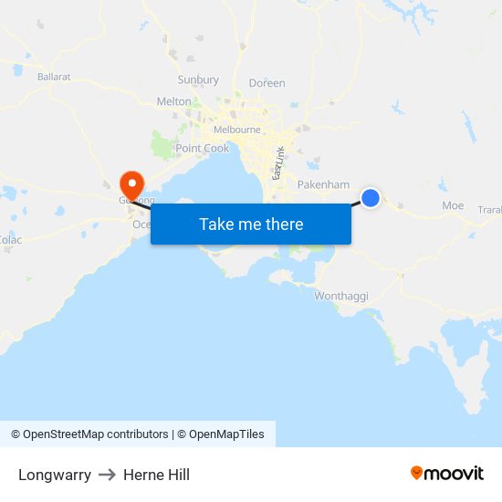 Longwarry to Herne Hill map