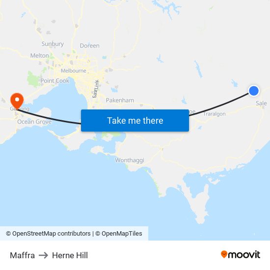 Maffra to Herne Hill map