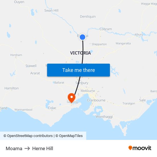 Moama to Herne Hill map