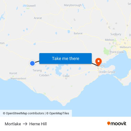 Mortlake to Herne Hill map