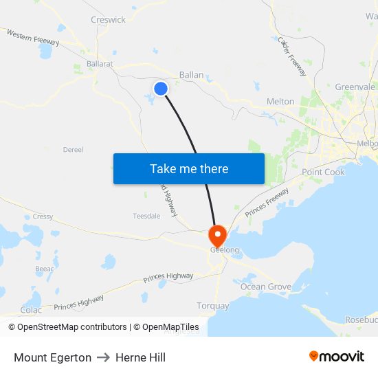 Mount Egerton to Herne Hill map