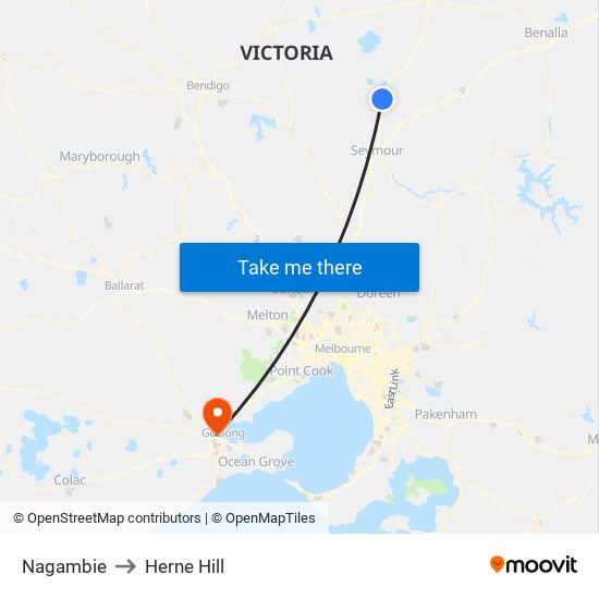 Nagambie to Herne Hill map