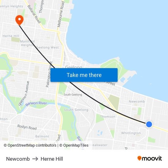 Newcomb to Herne Hill map