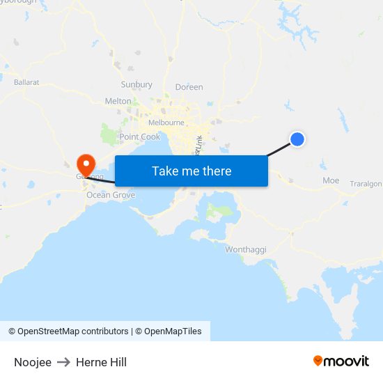 Noojee to Herne Hill map