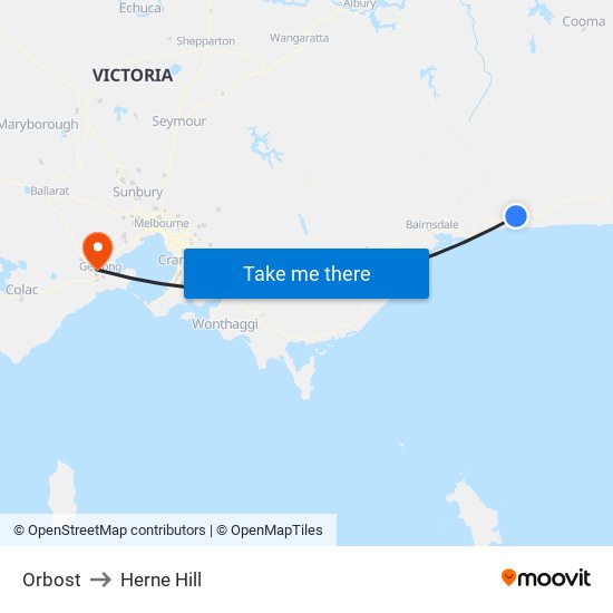 Orbost to Herne Hill map